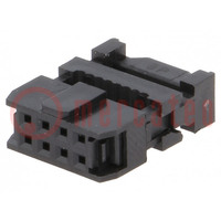 Plug; IDC; female; PIN: 8; with cable clamp; IDC; for ribbon cable