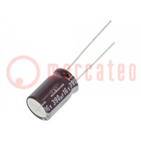 Condensador: electrolítico; low ESR; THT; 390uF; 16VDC; Ø10x16mm