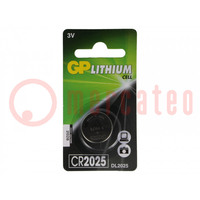 Battery: lithium; 3V; CR2025,coin; 160mAh; non-rechargeable; 1pcs.