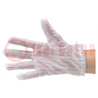 Rękawice ochronne; ESD; XL; Właściwości: rozpraszające; biały