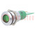 Ellenőrző lámpa: LED; lapos; zöld; 24VDC; 24VAC; Ø16mm; IP67