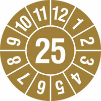 Jahresplakette mit 2-stelliger Jahreszahl, in Jahresfarbe, 500 St./Rolle, 1,0 cm Version: 25 - Prüfplakette 2025