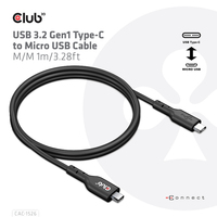 CLUB3D CAC-1526 USB kábel 1 M USB 3.2 Gen 1 (3.1 Gen 1) USB C Micro-USB B Fekete