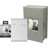 Canon SELPHY SQUARE QX10 mobiler WLAN-Farbfotodrucker, Premium-Kit, Weiß