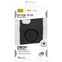 OtterBox Otter+Pop Case voor iPhone 13, Schokbestendig, Valbestendig, Beschermhoes met PopSockets PopGrip, 3x getest volgens militaire standaard, Antimicrobieel, Zwart