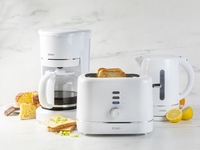 Design Frühstücksset in Weiß Kaffeemaschine, Wasserkocher & Toaster