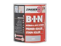 B.I.N® Primer, Sealer & Stain Killer Paint Grey 1 litre