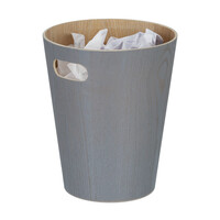 Relaxdays Papierkorb Holz, runder Mülleimer mit Griff, 7,5 L, ohne Deckel, HxD: 28 x 23 cm, Abfalleimer Büro, dunkelgrau