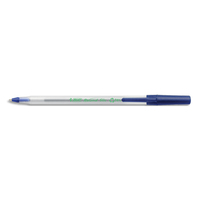 BIC Boîte de 60 stylos billes Round Stic ECOlutions 74% de matériaux recyclés. Pointe 1,0 mm. Encre bleue