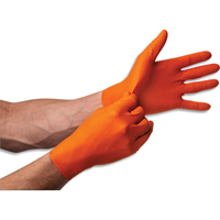Boîte de 50 gants nitrile non poudrés GoGrip avec picot 8,5gr. Coloris orange. Taille L