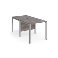 Maestro 25 back to back straight desks 800mm x 1600mm - silver bench leg frame, grey oak top