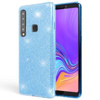 NALIA Hülle kompatibel mit Samsung Galaxy A9 18, Glitzer Handy Hülle Bling Cover Türkis