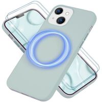 NALIA Set [3-in-1] MagPower Liquid Silicone Case compatible with iPhone 14 Case [compatible with MagSafe] & 2x Screen Protector Glass, Easy Clean Slim Anti-Scratch Non-Slip Prem...