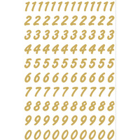 Buchstaben-, Zahlen-Etiketten, 0-9, 8 mm, Druckschrift kursiv, gold, 208 Stück