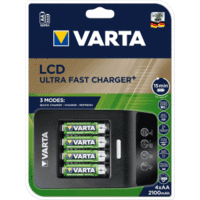 Batterieladegrät LCD Ultra Fast Charger+ inklusive 4 Akkus AA