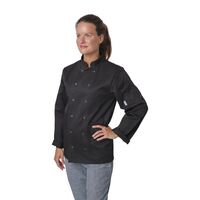 Whites Unisex Vegas Chef Jacket in Black - Polycotton with Long Sleeves - S