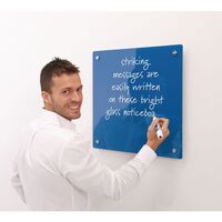 WriteOn® magnetic glass whiteboards, 450 x 600mm, blue
