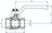 Zeichnung: Kugelhahn 2-teilig, voller Durchgang, kurze Bauform