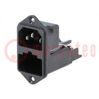 Connector: AC supply; socket; male; 10A; 250VAC; IEC 60320; C14 (E)