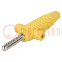 Plug; 4mm banana; 30A; 60VDC; yellow; 3mΩ; 2.5mm2; on cable; 60.5mm