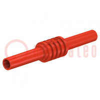 Adapter,socket; 4mm banana; 32A; 1kV; 62.5mm; red; Contacts: brass