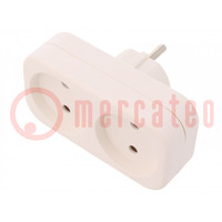 Connecteur: alimentation AC; multiprise; 2P; 230VAC; 16A; blanc