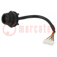 Connector: USB AB mini; socket; PIN: 6; threaded joint; IP68