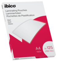 Laminierfolie Ibico, 125 Micron, matt, für A4, 100 Stück, farblos