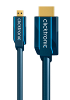 ClickTronic 3m Micro-HDMI Adapter HDMI kabel HDMI Type D (Micro) HDMI Type A (Standaard) Blauw