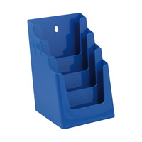 4-fach Prospekthalter DIN A5 / Tischprospektständer / Prospektaufsteller / Flyerhalter | blau ähnl. RAL 5005