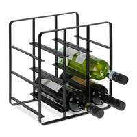 Relaxdays Weinregal Metall, 9 Flaschen, Weinhalter, HBT 30,5 x 27,5 x 20 cm, Weinständer für Küche & Wohnzimmer, schwarz