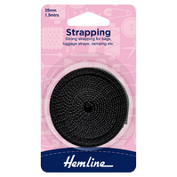 Hemline Strapping: 1.5m x 25mm: Black 1 x Pack consists of 5 Individual sales units