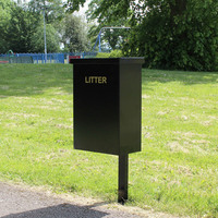 Square Post Mountable Litter Bin - 56 Litre - Grey (PC7016)