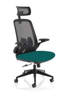 Sigma Executive Bespoke Fabric Seat Maringa Teal Mesh Chair With Folding Arms