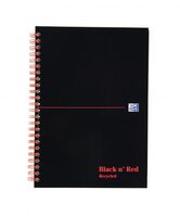 Black n Red A5 Wirebound Hard Cover Notebook Recycled Ruled 140 Pages Bl(Pack 5)