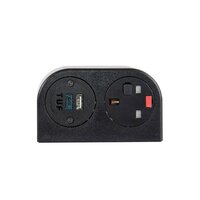 Phase multi-surface power module 1 x UK socket and 1 x TUF (A&C connectors) USB charger - black