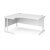 Maestro 25 left hand ergonomic desk 1600mm wide - white cantilever leg frame, white top