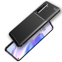 NALIA Handy Hülle für Huawei P40 lite 5G, Carbon Look Silikon Case Cover Bumper