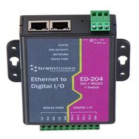 Ethernet to 4 Digital IO and RS232 Serial Port w Ethernet Switch Schnittstellenkarten / Adapter