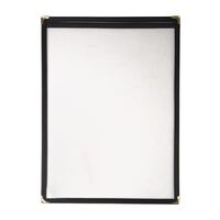 Olympia American Style Menu Cover in Black with Reinforced Metal Corners - A4