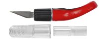 Normalansicht - Ecobra 4-tlg. Finger-Bastelmesser-Set mit ergonomisch geformtem gummiertem Kunststoffgriff, inkl. Klinge, Klingenschutz und Schutzkappe