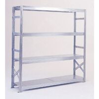 Zinc plated boltless steel longspan shelving - up to 350kg - Starter bays with 4 shelf levels.