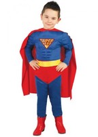Disfraz de Superhéroe azul y rojo musculoso para niño 10-12A