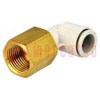 Push-in fitting; threaded,angled 90°; -1÷10bar; Thread: Rc 3/8"