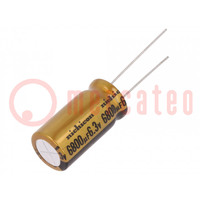Kondensator: elektrolytisch; THT; 6800uF; 6,3VDC; Ø12,5x25mm; ±20%