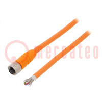 Connection lead; M12; PIN: 8; straight; 5m; plug; 30VAC; 4A; -25÷80°C