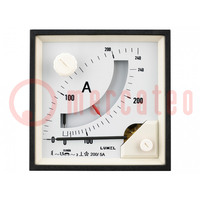 Ampèremeter; op paneel; I AC: 0÷50A; 300V; BE27; 72x72x64mm