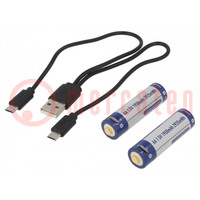 Accu: Li-Ion; 14500,AA; 1,5V; 1950mAh; Ø14,2x50,2mm; Set: USB-kabel
