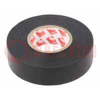 Tape: electro-isolatie; W: 19mm; L: 25m; Thk: 0,15mm; zwart; rubber