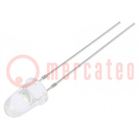 LED; 5mm; blanc froid; 72000÷80000mcd; 8°; Front: convexe; 2,9÷3,6V